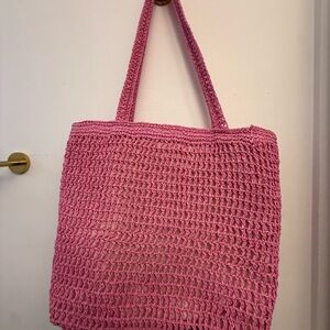 NWT Madewell Pink Crochet Tote Bag
